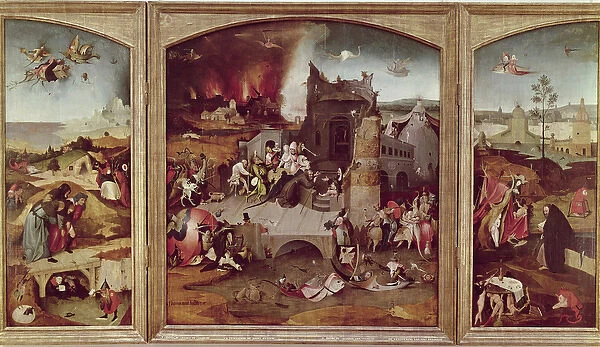 Triptych of the Temptation of St. Anthony (oil on panel)