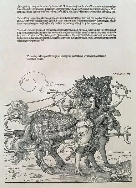 Triumphal Chariot of Emperor Maximilian I of Germany (1459-1519): detail of the horse teams