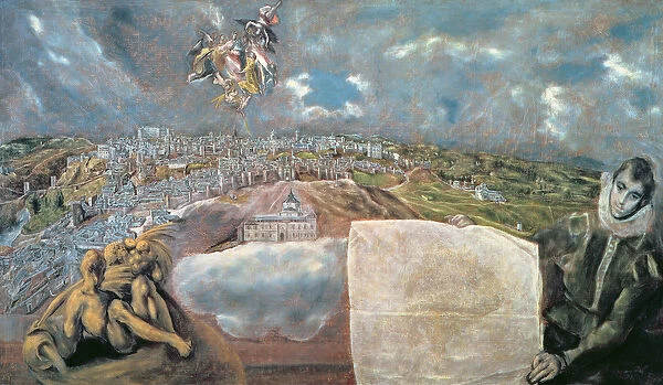 View and Map of the Town of Toledo (oil on canvas)