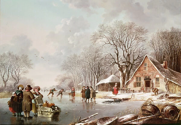 Winter Scene (oil on canvas)