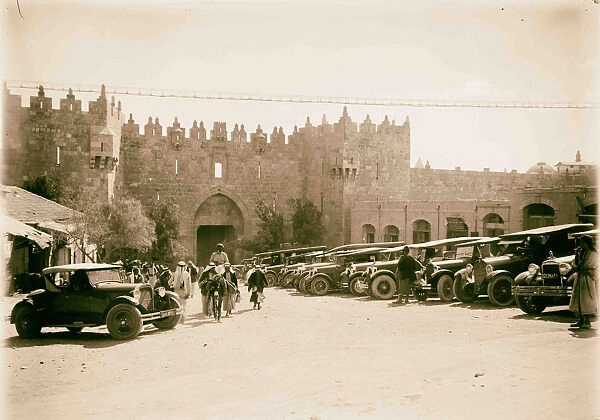 Damascus Gate rows auto cars 1934 Jerusalem Israel