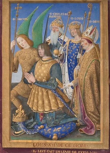 Louis XII of France Kneeling in Prayer, Accompanied by Saints Mi