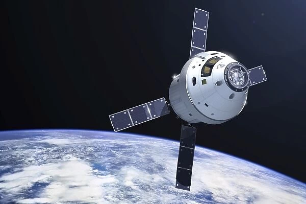 Orion module in orbit above Earth