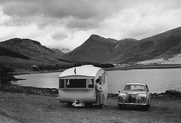 1955 MG ZA Magnette with 1954 Pipit Caravan. Creator: Unknown