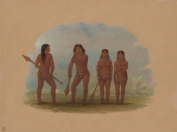 Four Angustura Indians, 1854  /  1869. Creator: George Catlin