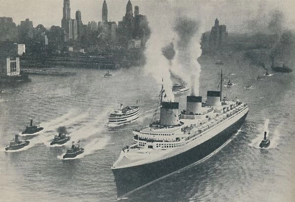 Arrival at New York of the Normandie, 1936