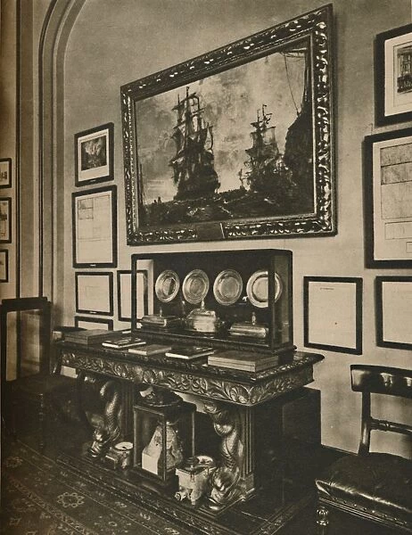 Cabinet of Nelson Relics in Lloyds Committee Room, c1935. Creator: Unknown