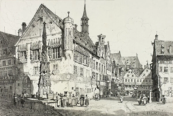 Rath Haus, Ulm, 1833. Creator: Samuel Prout
