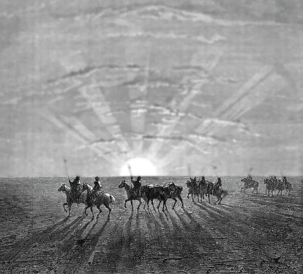 Travelling across the Desert of Khiva; Superstitions in Central Asia, 1875. Creator: Armin Vambery