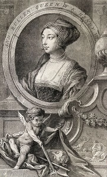 Anne Boleyn Also Spelled Bullen 1507-1536. English Queen. Second Wife Of Henry Viii. After Hans Holbein The Younger. From History Of Hampton Court Palace In Tudor Times By Ernest Law. Published London 1885