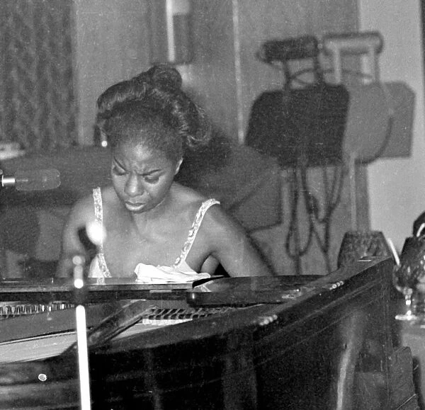 Nina Simone June 1965 Jazz singer Pictured preforming at Annies Club - on stage playing