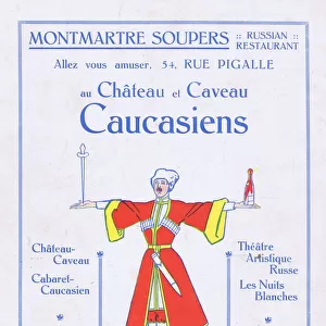 Advert for the Chateau et Caveau Caucasiens, Montmartre