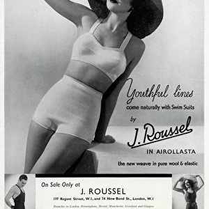 Advert for J. Roussel swim suits for men & women 1936