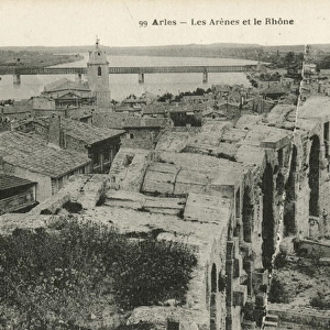Arles, France - edge of ruined amphitheatre and Rhone