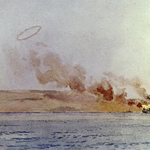 British ships in action, Dardanelles, Turkey, WW1