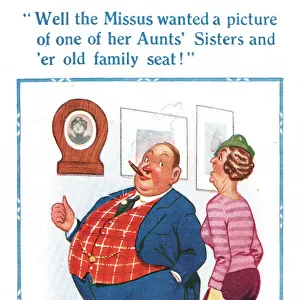 Comic postcard, old family seat Date: 20th century