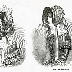Fashionable bonnets for September 1844