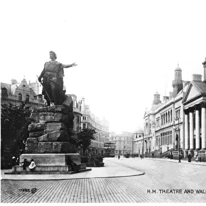 His Majestys Theatre and Wallace statue, Aberdeen, Scotland