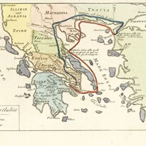 Map of Ancient Greece at the time of Xerxess invasion