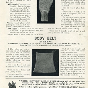 Mittens and body belt, WW1 knitting, comforts for troops