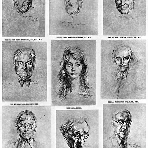 Stephen Wards sketches of celebrities, 1960