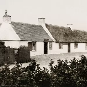 Vintage 19th century photograph: Robert Burns cottage, Ayr, Scotland