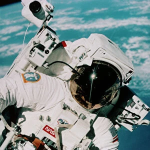 Helmet of astronaut McCandless during space walk