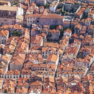 Aerial rooftop view of Dubrovnik Old Town, UNESCO World Heritage Site, Dubrovnik