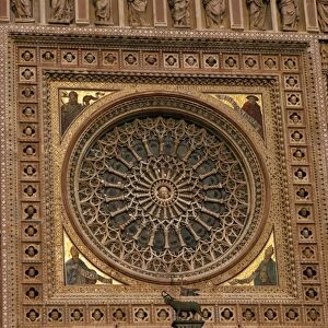 Architectural detail of the rose window in the cathedral