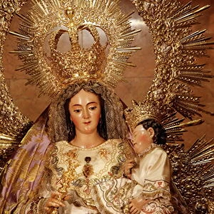 Crowned Virgin and Child statue in Nuestra Senora de la Esperanza church, La Macarena