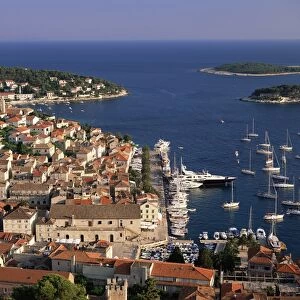 Elevated view of the town and harbour, Hvar Town, Hvar Island, Dalmatia