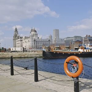Liver Buildings and Docks, Liverpool, Merseyside, England, UK, Europe