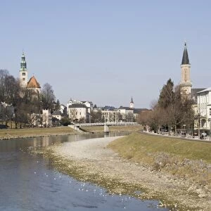 Looking North West with view of the Salzach River, Salzburg, Austria, Europe