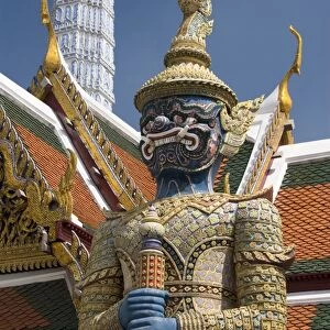Statue of demon guardian, Wat Phra Kaeo Complex (Grand Palace Complex), Bangkok, Thailand, Southeast Asia, Asia