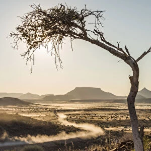 Africa, Namibia, Damara Land. Dust on a road