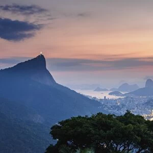 Cityscape from Vista Chinesa at dawn, Rio de Janeiro, Brazil