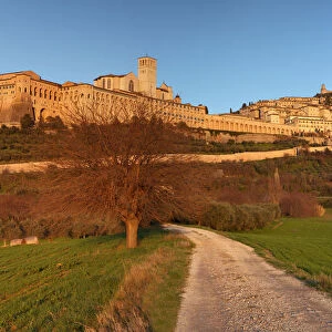Europe, Umbria, Perugia district. Assisi at sunset