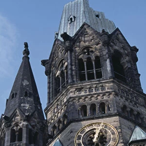 GERMANY, Berlin Kaiser Wilhelm Memorial Church. Part view of ruined gothic exterior