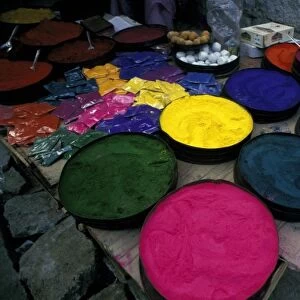 Asia, India, Karnataka, Mysore. Colored powder for Holi, a spring ritual