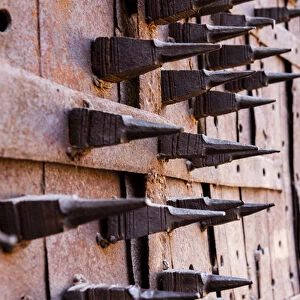 Door with spikes for defense against elephant attacks. 10th century. Jodhpur. Rajasthan