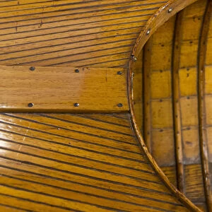 Vintage wooden canoe detail
