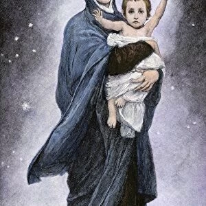 Baby Jesus with his mother, Mary