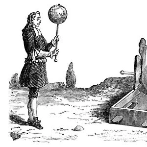 ELECTROSTATIC GENERATOR. The first electrostatic generator, invented by Otto von Guericke c1663