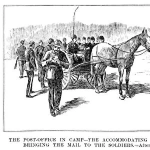 HOMESTEAD STRIKE, 1892. Postmaster delivering mail to National Guard troops in Homestead