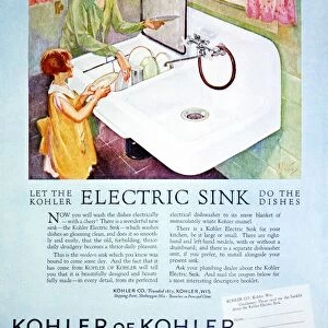 MAGAZINE AD, 1926. Kohlers Electric Sink advertisement, from an American magazine