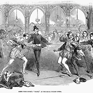 OPERA: FAUST, 1852. Scene from an 1852 London, England, production of Louis Spohrs opera Faust. Contemporary line engraving