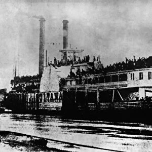 STEAMBOATS: SULTANA, 1865. The paddle steamer Sultana photographed during a stop at Helena