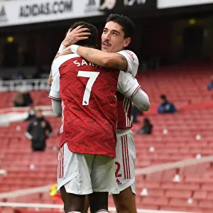 Arsenal's Bukayo Saka and Hector Bellerin Celebrate First Goal Against Sheffield United (2020-21)