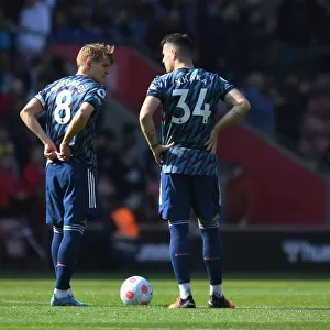 Arsenal's Martin Odegaard and Granit Xhaka in Action against Southampton, Premier League 2021-22