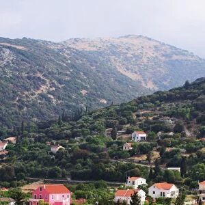 Greece, Greek Islands, Kefalonia, Divarata built on forested mountain in centre of island